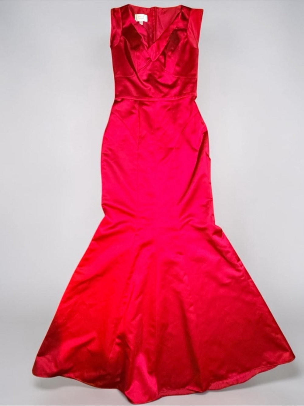 Elegant Zac Posen Red Satin Mermaid Evening Dress